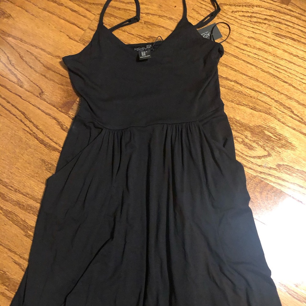 Rachel Zoe black spaghetti strap short dress